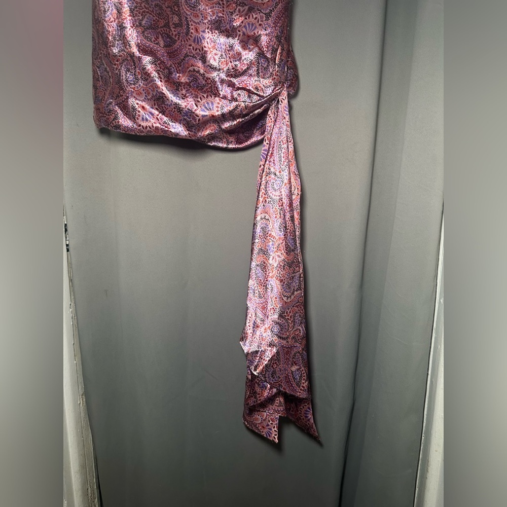 Cinq a Sept Pink Ryder Paisley Print Silk Mini Cocktail Slip Dress Size 4 - Picture 8 of 16